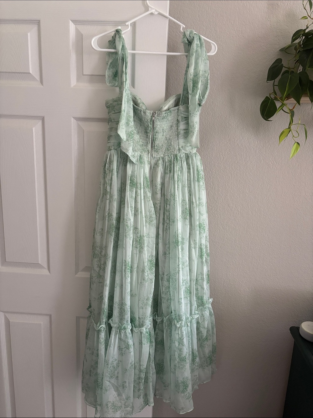 Petal & Pup Mint Green Floral Maxi Dress with Tie Straps - Picture 4 of 4